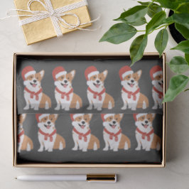 Papel De Seda Corgi de Navidad Rico Carbón Elegante Juguetón