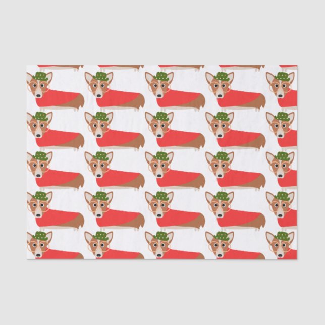 Papel De Seda Corgi del navidad (Anverso)