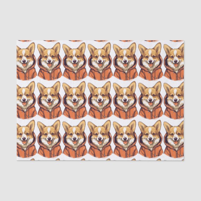 Papel De Seda Corgi Divertido con Sudadera (Anverso)