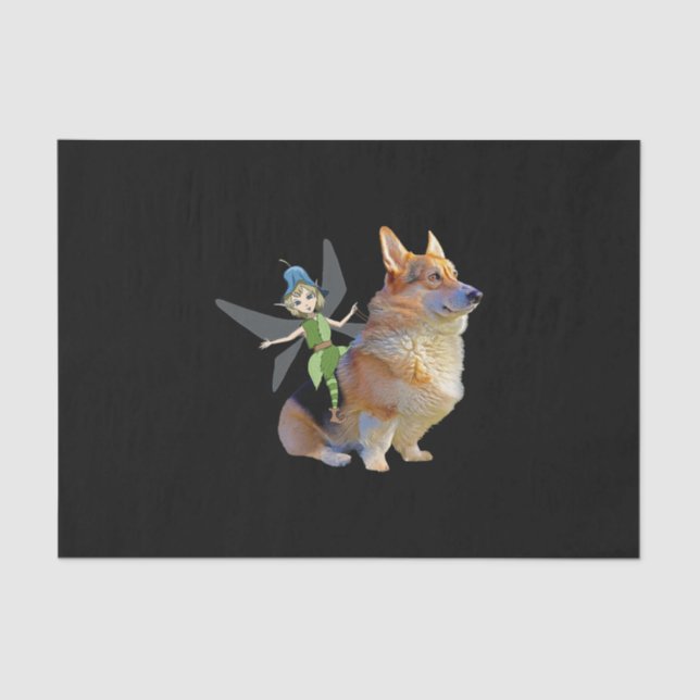Papel De Seda Corgi & Fairy - Gracioso Corgi galés Pembroke (Anverso)