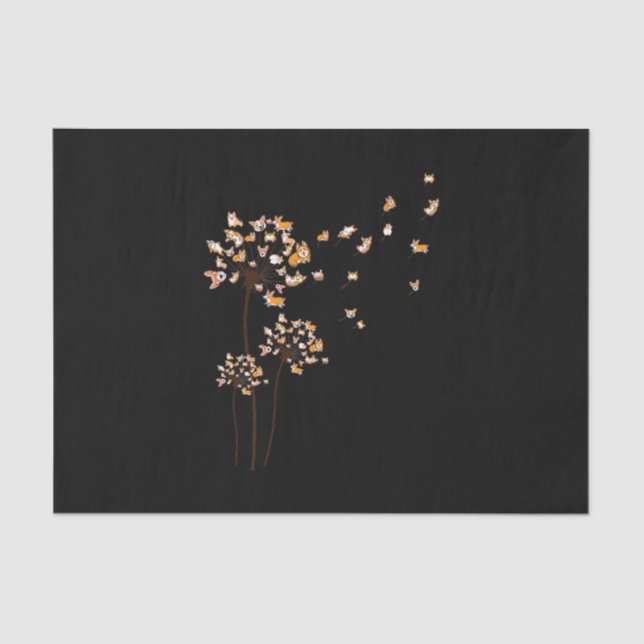 Papel De Seda Corgi Flower Fly Dandelion Cute Dote Lover (Anverso)