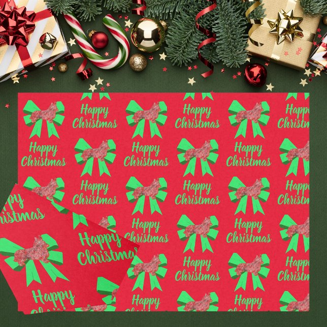 Papel De Seda Corgi Welsh Navidades Dog & Bow Red (Corgi Christmas Red Tissue Paper)
