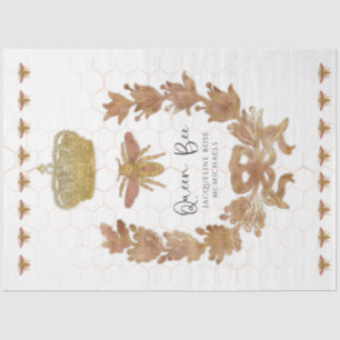 Papel De Seda Corona de abeja reina de oro rosa nombre de bebé a