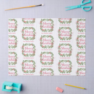 Papel De Seda Corona de acebo elegante Feliz Navidad
