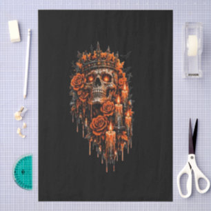 Papel De Seda Corona de cráneo gótico Halloween Rosas oscuras es