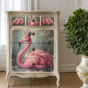 Papel De Seda Corona de Flamenco Rosa Real Decoupage Vintage
