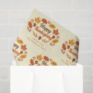 Papel De Seda Corona de hojas de Acción de Gracias feliz y linda