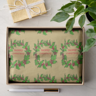 Papel De Seda Corona de Navidad de Acebo con Bayas 