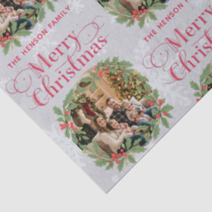 Papel De Seda Corona de Navidad elegante de acebo Foto de famili