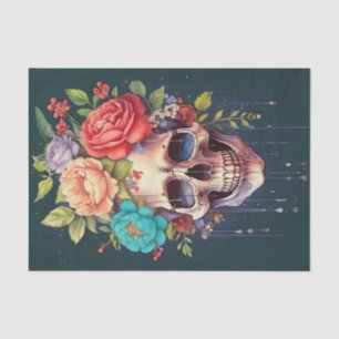 Papel De Seda Corona de Pétalos y Lágrimas, Calavera y Florales
