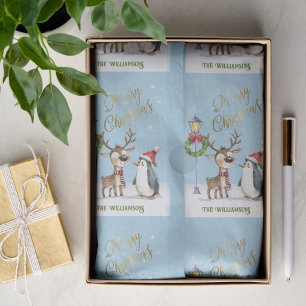 Papel De Seda Corona de reno linda personalizada Feliz Navidad