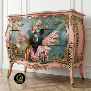Papel De Seda Corona Floral Vintage Rústica Reina Oso Decoupage