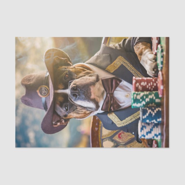 Papel De Seda Coronel Bluff un montón, Bulldog jugando al póquer (Anverso)