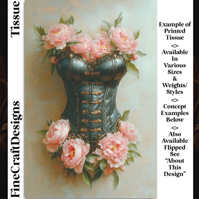 Papel De Seda Corset Steampunk y peonies rosados DF6L Decoupage (Subido por el creador)