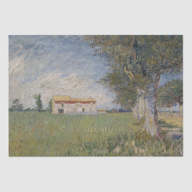 Papel De Seda Cortijo en un Wheatfield de Vincent van Gogh (Anverso)