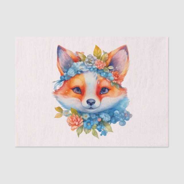 Papel De Seda Corto Naranja Fox con corona floral (Anverso)