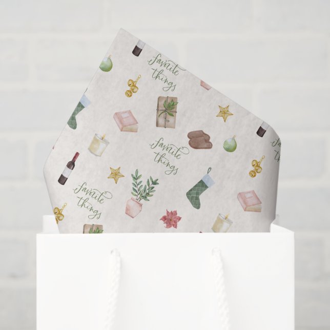Papel De Seda Cosas favoritas con patrones de Navidades de vacac (Bolsa de regalo)
