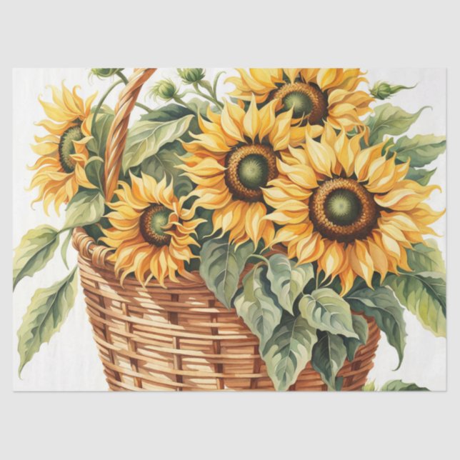 Papel De Seda Cosecha Cesta de Girasol (Anverso)