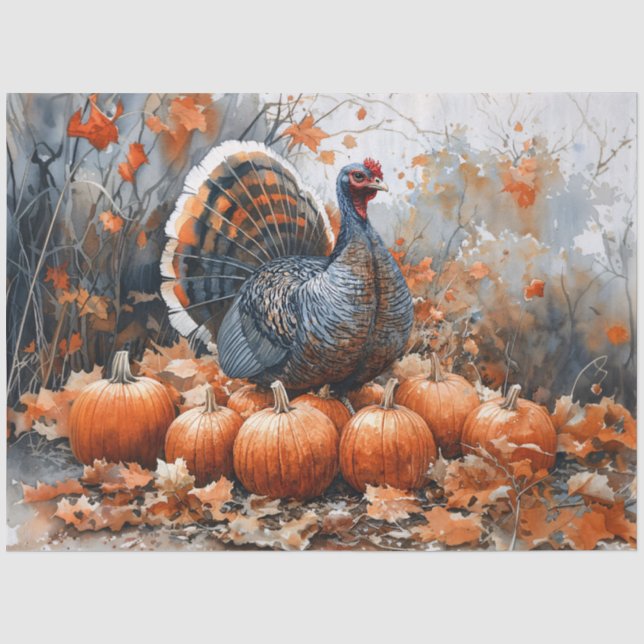 Papel De Seda Cosecha de Otoño Pavo Decoupage (Anverso)