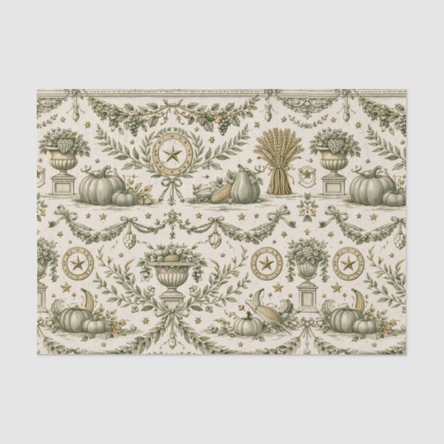 Papel De Seda Cosecha Dorada Verde Colonial Salvia (Anverso)