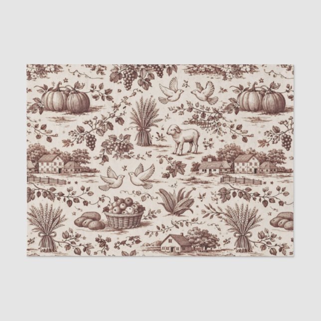 Papel De Seda Cosecha Toile Marrón Sepia (Anverso)