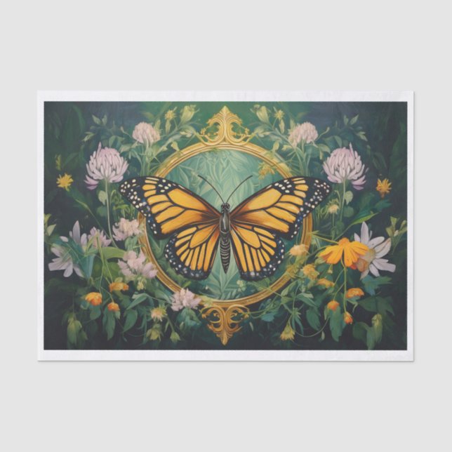 Papel De Seda Cosmos y Purple Clover, Un prado monarca (Anverso)
