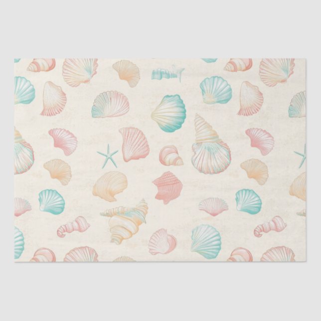 Papel De Seda Costa Rústica - Aguas marinas, pez estrella, arrec (Anverso)