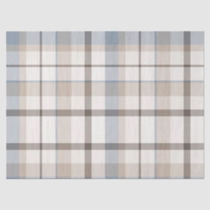 Papel De Seda Costero Preppy Azul Polvo Marrón Cuadros Escoceses
