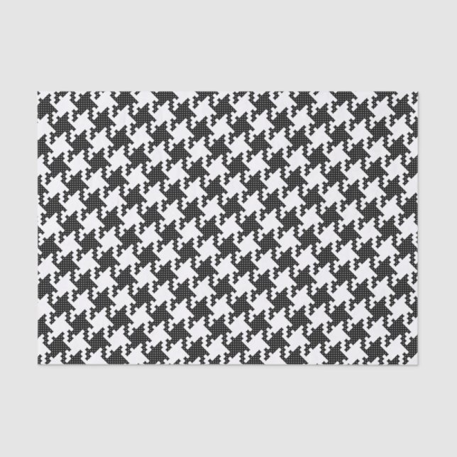 Papel De Seda Costilla cruzada blanca y negra Houndstoth Pied-de (Anverso)