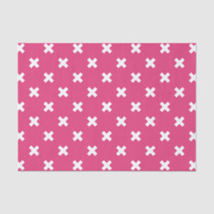 Papel De Seda Costillas cruzadas blancas en fucsia