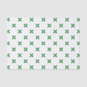 Papel De Seda Costillas de cruz verde sobre blanco