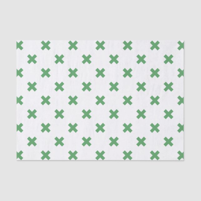 Papel De Seda Costillas de cruz verde sobre blanco (Anverso)