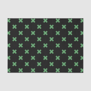 Papel De Seda Costillas de cruz verde sobre negro