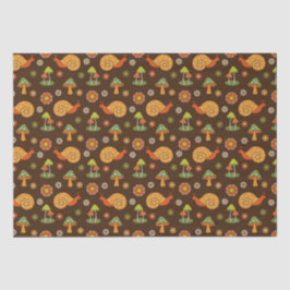 Papel De Seda Cottagecore de hongos y caracoles retro