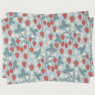 Papel De Seda Cottagecore floral botánico de fresa vintage