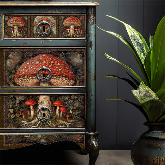 Papel De Seda Cottagecore Mushroom Decoupage Arte Popular Rústic