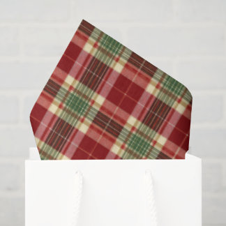 Papel De Seda Cottagecore Navideño Antiguo Cuadros Rojos y Verde