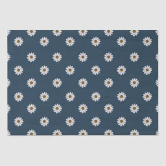 Papel De Seda Cottagecore White Daises sobre fondo naval