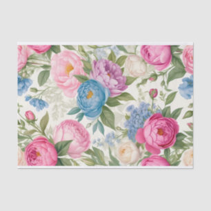 Papel De Seda Country Garden Rosas Y Peonies Floral