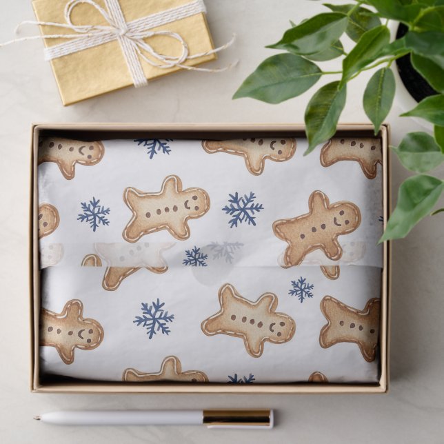 Papel De Seda Country Gingerbread Cookies Snowflakes Christmas (Regalo )