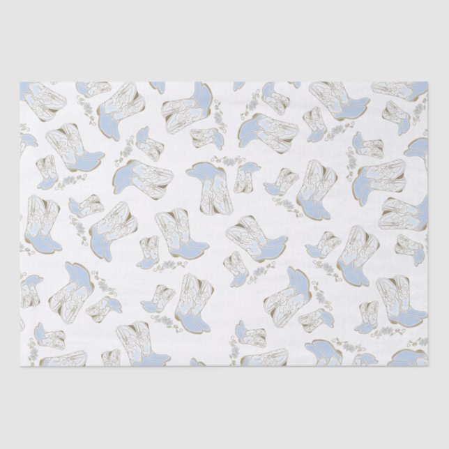 Papel De Seda Cowboy Baby Shower Country Western Blue Boy (Anverso)