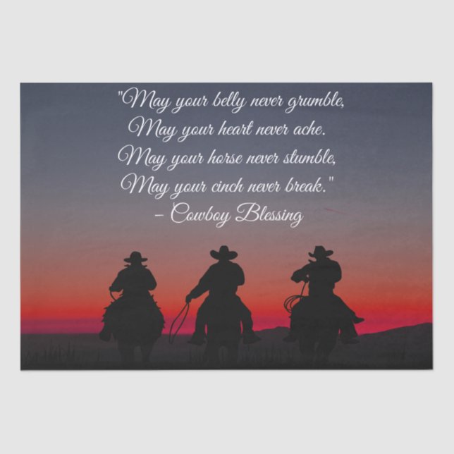 Papel De Seda Cowboy Blessing Horse Silhouette (Anverso)