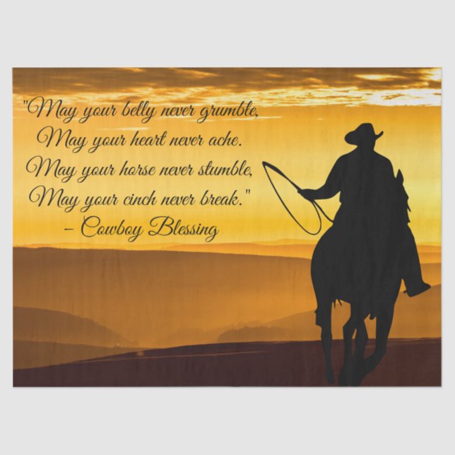 Papel De Seda Cowboy Blessing Horse Silhouette (Anverso)