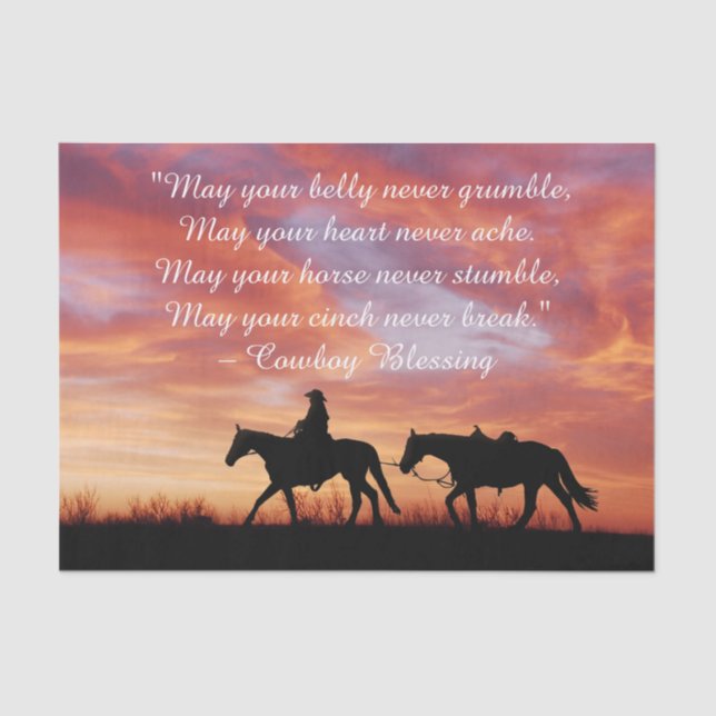 Papel De Seda Cowboy Blessing Horse Silhouette (Anverso)