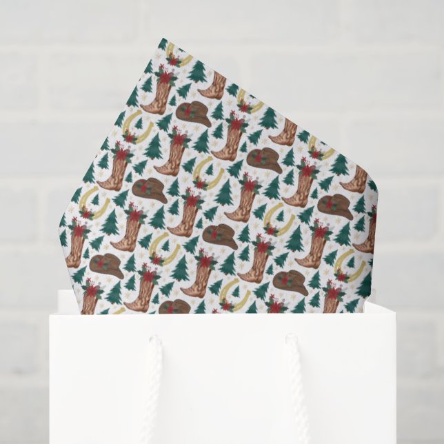 Papel de seda Cowboy Christmas (Bolsa de regalo)
