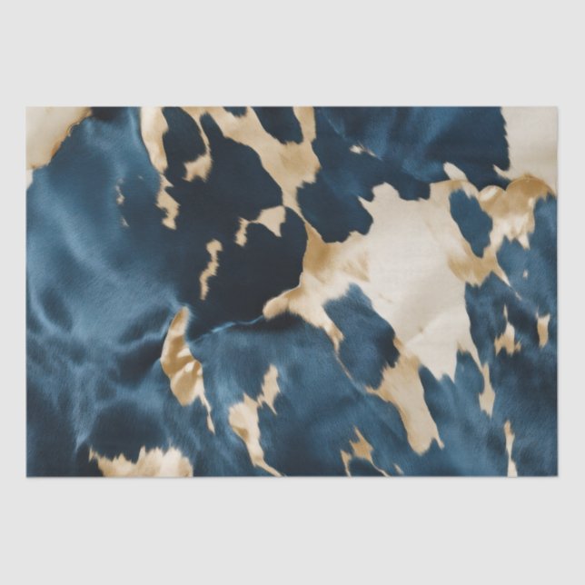 Papel De Seda Cowboy Cowgirl Piel de vaca de Western Blue Cream  (Anverso)