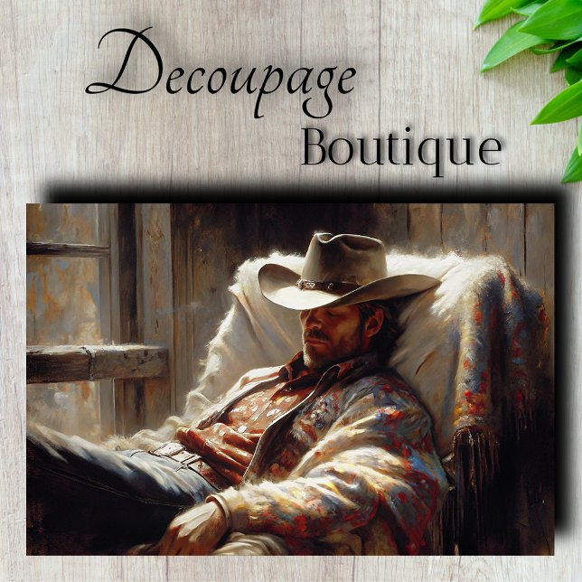 Papel De Seda Cowboy desmoronando (Cowboy Resting Decoupage Tissue Paper)