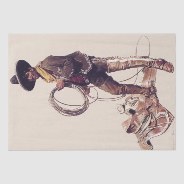 Papel De Seda "Cowboy mexicano" por W Herbert Dunton (Anverso)