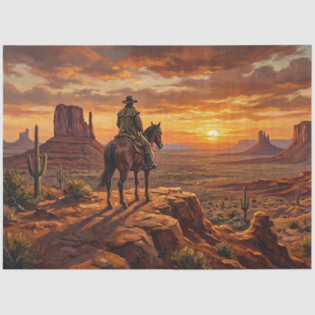 Papel De Seda Cowboy Painted Desert Western Decoupage (Anverso)