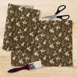 Papel De Seda Cowboy Western Rodeo Horses Pattern